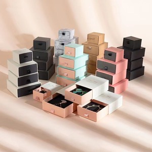 Luxury Drawer Gift Paper Cardboard Custom Logo Printed Velvet Bracelet Earring Necklace Ring Packaging Jewelry Box - Product Image 6