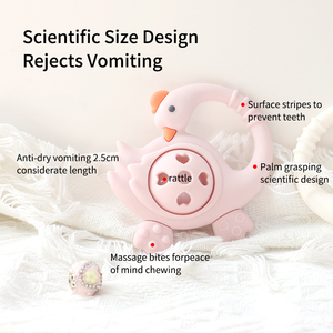 Hochet pour bébé en silicone souple, jouet de dentition sans BPA, qualité alimentaire pour les nourrissons de 0 à 6 mois, jouet sensoriel de développement - Product Image 6