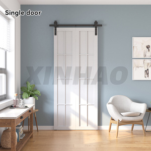 4FT/1.22M Porte unique montée sur le dessus Bi-fold noir porte de grange coulissante matériel intérieur personnalisation Kit de quincaillerie de porte de grange en bois - Product Image 2