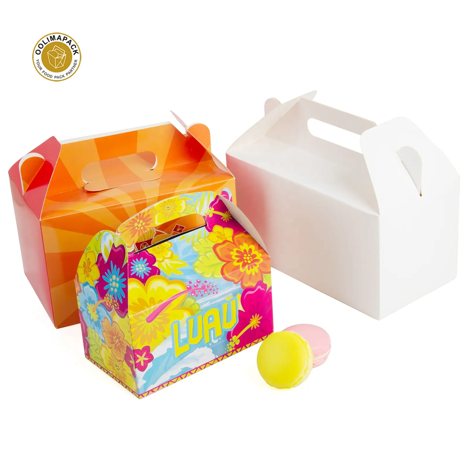 ODM фабрика продажа качественная красочная печать белая крафт-бумага хлебобулочные десерты торт подарочная упаковочная коробка с ручкой