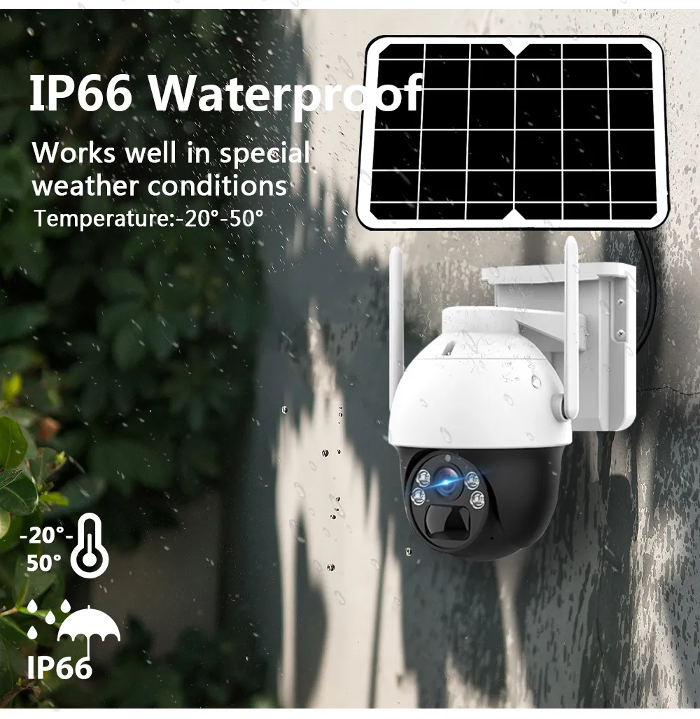 Outdoor 4MP Wireless Solar Powered CCTV Two Way Audio With CMOS Sensor