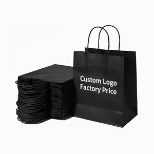 Bolsas de Papel Kraft Negras Reutilizables, Ecológicas, de Alta Calidad, Tamaño Personalizado LH, Directo de Fábrica, para Boutique y Supermercado - Product Image 1