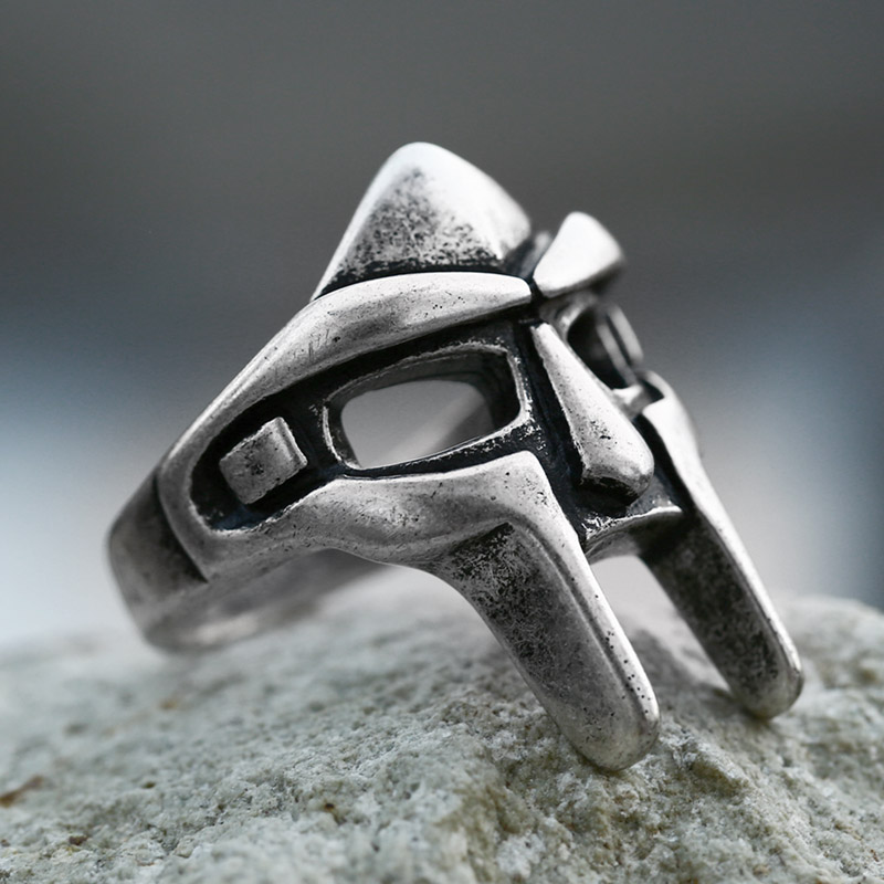 Viking Roman Warrior Mask Ring in 316L Stainless Steel for