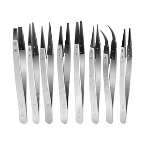 Juego de Pinzas de Acero Inoxidable, Antiestáticas, Seguras para ESD, Herramientas de Reparación Electrónica, Puntas de Precisión de Grado Industrial - Product Image 1