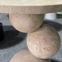 Table console ronde en travertin de luxe moderne, diamètre 45 cm, cadre doré, meubles de salon, hôtel