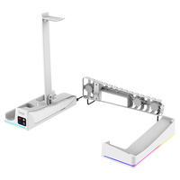 Support horizontal avec éclairage RVB et ventilateur de refroidissement pour console PS5 Slim, station de charge pour manettes P5 et P5 Edge