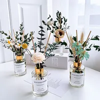 DGC Schnelle Lieferung 120ML Luxus transparente Glasflasche Home Duft benutzer definierte Reed Diffusor mit getrockneten Blumen
