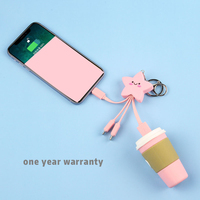 Articles de cadeaux promotionnels Étoiles Forme 3in1 Câble de charge Multi Fonction Téléphone portable Porte-clés 3 en 1 Câble de charge