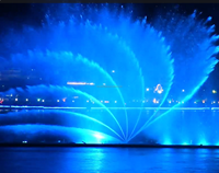 Fontaine musicale à cascade sèche moderne en acier inoxydable numérique à 180 degrés, 380 V, FBI FN1028-1, pour jardin extérieur