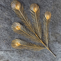 H05457 Großhandel Künstliche Plastik Goldene Silberne Eukalyptus-Palmblätter Dekoration für Weihnachten und Ostern Heim-Dekor