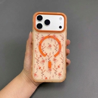 Coque de protection magnétique transparente de luxe à motif floral pour iPhone 17 16 15 14 Pro Max