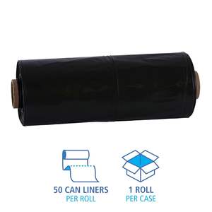 Boardwalk 60 gal 2.7 Mil Black Industrial Drum Liners Rolls 38 X 63 1 Roll of 50 <b>Household</b> <b>Trash</b> <b>Bags</b> - Product Image 5