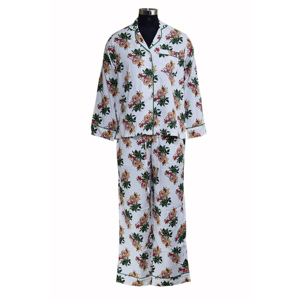 Luxueux femmes élégant confort bleu bambou matériel PJ ensemble de vêtements de nuit feuillu numérique imprimé pour un usage domestique pendant l'été bas quantité minimale de commande - Product Image 3