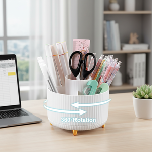 Portapenne Girevole a 360 Gradi con 5 Scomparti, Organizzatore da Scrivania Rotante, Accessori per Archiviazione e Cancelleria - Product Image 3