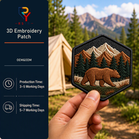 Écusson brodé 3D personnalisé Ours Montagne Forêt Pinie Faune Sauvage pour Veste de Randonnée Sac à Dos Vente en Gros