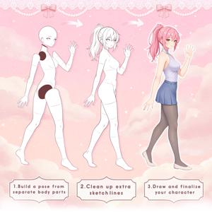 Sellos personalizados de acrílico OEM/ODM de 250 poses para Procreate, Photoshop, Clip Studio, y partes del cuerpo de personajes en PNG. - Product Image 2