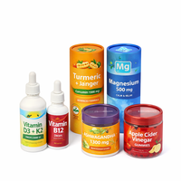 Emballage en tube de papier imprimé sur mesure pour compléments alimentaires, capsules de vitamines, huile de poisson, boîte cylindrique, fabricant d'emballages imprimés sur mesure