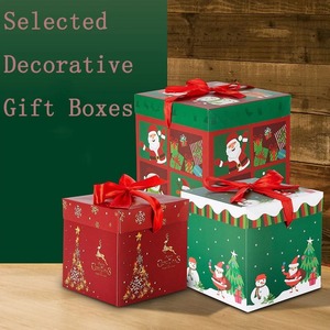 A <b>Christmas</b> gift <b>box</b> with a lid and ribbon, featuring a medium-sized square <b>box</b> that can be customized according to your needs - Product Image 3