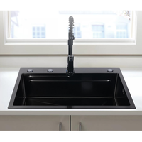 Pas cher Personnalisé Nano Noir Simple Bol Évier De Cuisine À La Main Multifonction Moderne Cascade En Acier Inoxydable Évier De Cuisine Intelligent