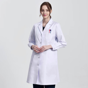 专业男女通用工作服 透气棉涤混纺医院制服 白色实验室外套 医生服 - Product Image 3