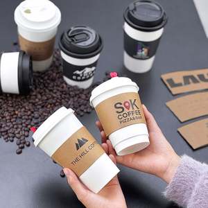 Manchons en papier ondulé jetables à double paroi avec logo personnalisé, isolés pour les boissons chaudes/froides, pour le café - Product Image 6