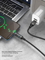 240W Schnellladekabel USB-C mit LED-Bildschirm, 1M Zinklegierung-Geflechtkabel für Mobiltelefone & Smartwatches mit Box