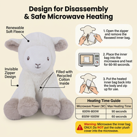 Coussin chauffant en peluche douce en coton PP, compatible micro-ondes, parfum lavande, en forme de mouton, pour soulager les crampes et les douleurs corporelles, vente en gros