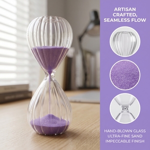 Exquisite Glass Patterned Flat Base Hourglass Sandglass 15Min for Kitchen Cooking Game Party Timing - Product Image 2