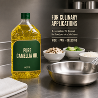 Huile de Camélia Pure 2L en Gros, Huile de Cuisson Pressée à Froid, Point de Fumée Élevé, Fournisseur d'Exportation Directe d'Usine OEM Prêt à l'emploi