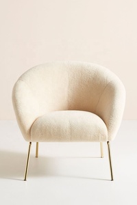Faux Artificial Sheep Fur Teddy Fur Cover Leisure Chair with Luxury Metal Golden Base Living Room Accent Chair - Product Image 2