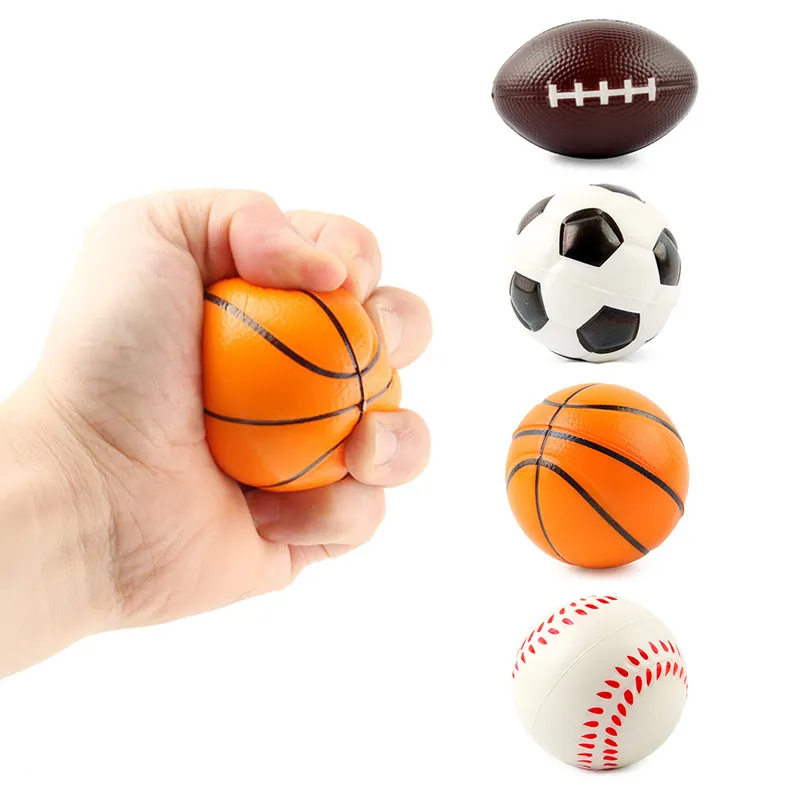 Bulk Customized Logo Squeeze Emoticons Pu Material Stress Ball Antistress Ball Foam Ball Football Basketball for Kids