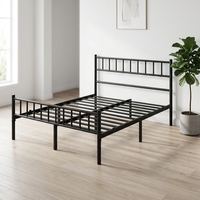 Cadre de lit en fer noir minimaliste pour dortoir, appartement, chambre - Cadre de lit en fer renforcé