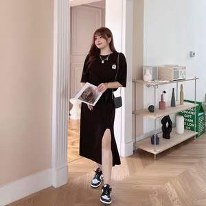 Ensemble deux pièces pour femmes Runqi N8422, taille plus, couleur noire unie, tricot en tencel et lin, coupe ample pour femmes courbes - Product Image 5