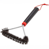 Brosse de nettoyage pour barbecue coréen en acier avec manche en plastique résistant à la chaleur, durable pour les grillades en extérieur et le camping