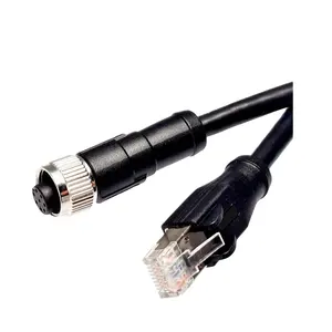 Bairui-Sensor Circular M12 de 8 pines, conector macho con código X A Cable RJ45, resistente al agua IP67 para señales Ethernet