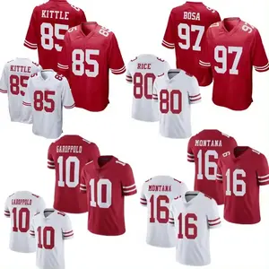 Venta al por mayor Fútbol Americano Jersey Uniforme San Francisco 49er Jerseys 25 Elijah Mitchell 16 Joe Montana Equipos Fútbol Jersey