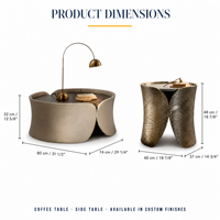 Table basse sculpturale avec plateau rond et base incurvée en forme de pétale, table d'appoint moderne pour salon et côté canapé