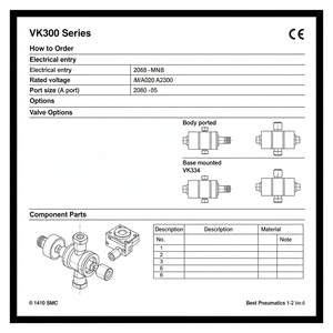 Soupape de commande VK332V-5HS-01 électrovanne pneumatique SMC - Product Image 1