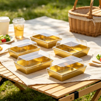 Boîte à pâtisserie dorée avec couvercle transparent, boîte à gâteau en papier, emballage alimentaire pour boulangerie, conteneur avec couvercle transparent en PET, boîte à dessert jetable