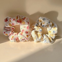 Scrunchie Rambut Bunga Baru Grosir untuk Anak Perempuan, Ikat Rambut Elastis Tinggi, Ikat Rambut Bunga Manis, Scrunchie Bunga Kain Renda