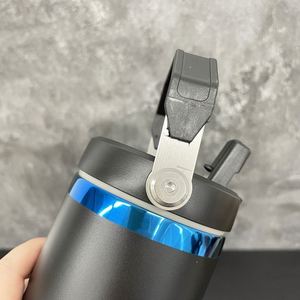 Gobelet isotherme 30oz en acier inoxydable avec paille rabattable, finition bleue sous le revêtement, portable pour sports de plein air - Product Image 2