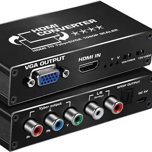 Hdmi Naar 1080P Component Ypbpr Rgb 5RCA Video Vga Scaler Converter Met Optische En R/L Audio-uitgang