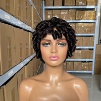 Vente en gros de cheveux vierges brésiliens 12A, 8 pouces, densité maximale de 180%, Fummi # Perruque noire 1b