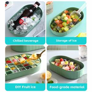 Paquete de 2 bandejas para cubitos de hielo de calidad alimentaria con tapa y pala para hielo, bandeja para 72 cubitos de hielo con base de silicona de fácil desmolde, moldes de hielo apilables para congelador - Product Image 3