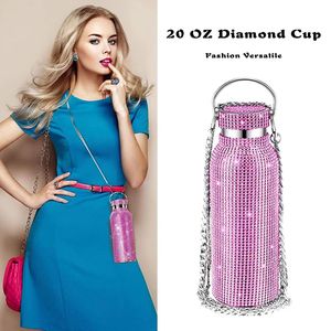 Bouteille <span class=keywords><strong>d</strong></span>'<span class=keywords><strong>Eau</strong></span> Isotherme en Acier Inoxydable 304 à Double Paroi Ondulée avec Strass Diamant Cristal et Gobelet Thermos 500 ml pour <span class=keywords><strong>Eau</strong></span> Chaude - Product Image 2