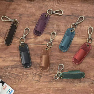 Nuevo diseño Crazy Horse Leather Pen Bag Llavero portátil Single Pen Holder Boys Pencil case <span class=keywords><strong>Doctor</strong></span>'s Portable Signature Pen Case - Product Image 3