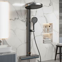 Système de douche intelligent à LED avec massage dorsal, robinetterie murale apparente pour salle de bain, ensemble de douche