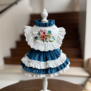 Vestidos Transpirables con Bordado Clásico y Elegante Estilo Princesa para Perros y Gatos Pequeños (<span class=keywords><strong>Papillon</strong></span>, Poodle), de Poliéster Cómodo - Product Image 1