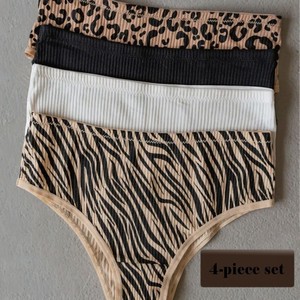 Nouvelles arrivées : Culottes pour femmes en tissu respirant et coton durable, imprimé zèbre et léopard, sans décoloration ni déformation après lavage - Product Image 4