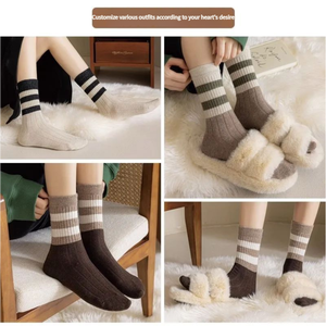 Gran oferta personalizar transpirable lujo Vintage rayas Merinoo lana calcetines botines de lana calcetín - Product Image 4